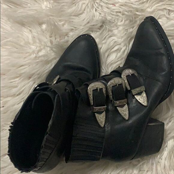 ASOS LEATHER BUCKLE BLACK BOOTS SIZE 5‎ - Picture 6 of 7